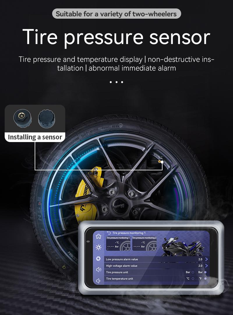 Product Introduction of M6 Motorcycle Portable GPS Navigation Dash Cam Recorder Wireless Apple Carplay Android Auto 6.25 Inch Touch Screen IPX7 Waterproof Tire Pressure System TPMS Metal body 21