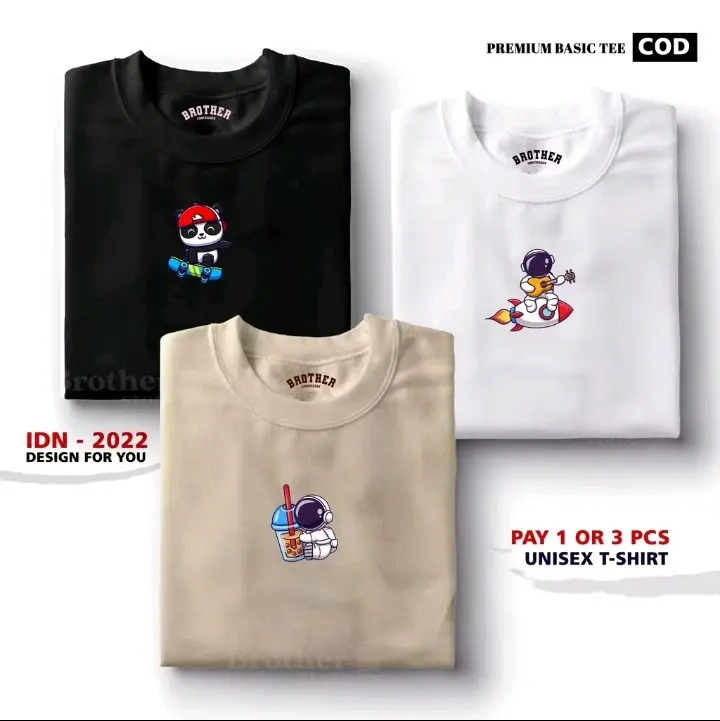 (BAHAN TEBAL) BUY 1 OR 3 PCS (PROMO COD) DAWIRR STORE / Kaos Distro100% Catoon Combed Katun Nyaman Pria Wanita Unik Baju Atasan Cowok Lembut