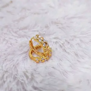 Anting klip bisa untuk hijab bulat full permata untuk wanita cantik Earrings
