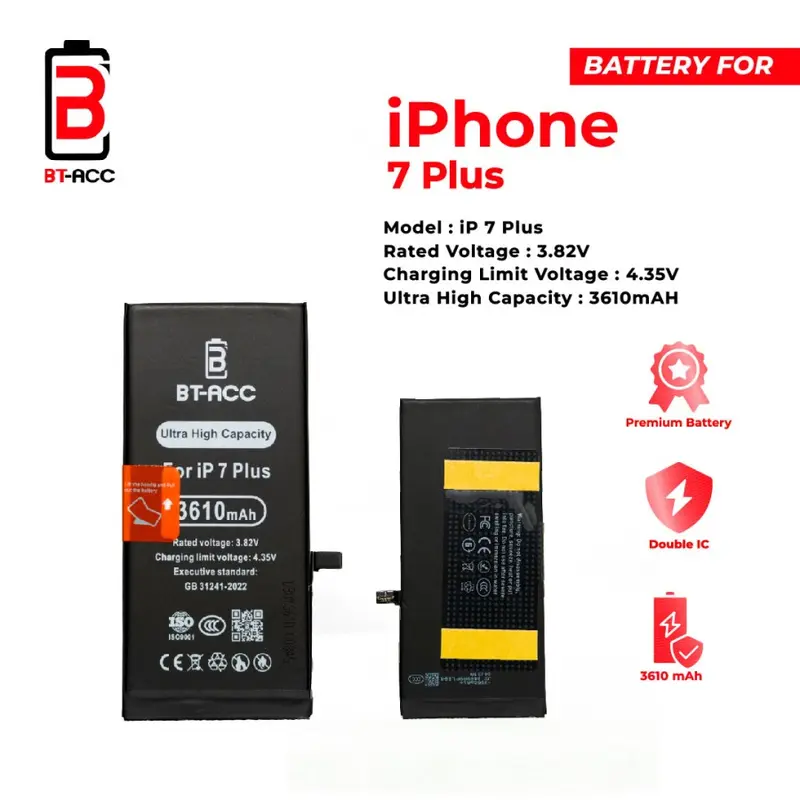 BT-ACC Ultra High Capacity Battery Baterai Batre For Iphone 7 Plus With 3610mAh 0