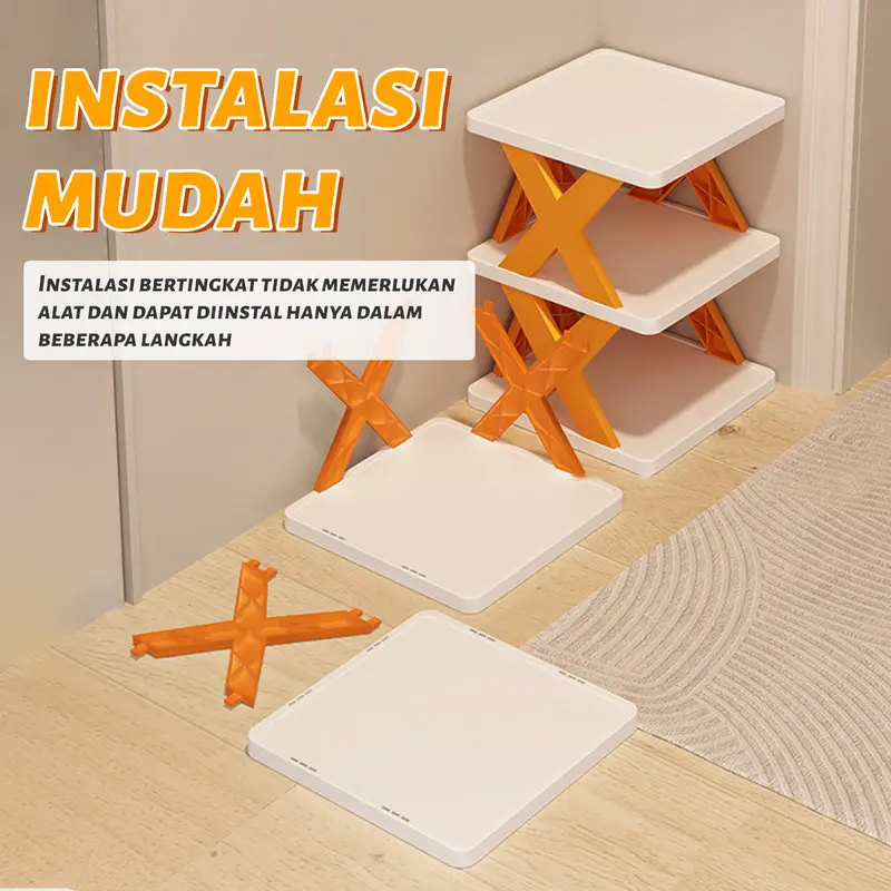 Rak sepatu rumah tangga sederhana multi-layer pintu lipat lemari sepatu penyimpanan sepatu rak penyimpanan sederhana asrama hemat ruang 8
