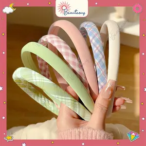 Bando Kain Motif Gingham Vintage Fairy Coquette Retro Headband Pattern Fashion Sweet Korea