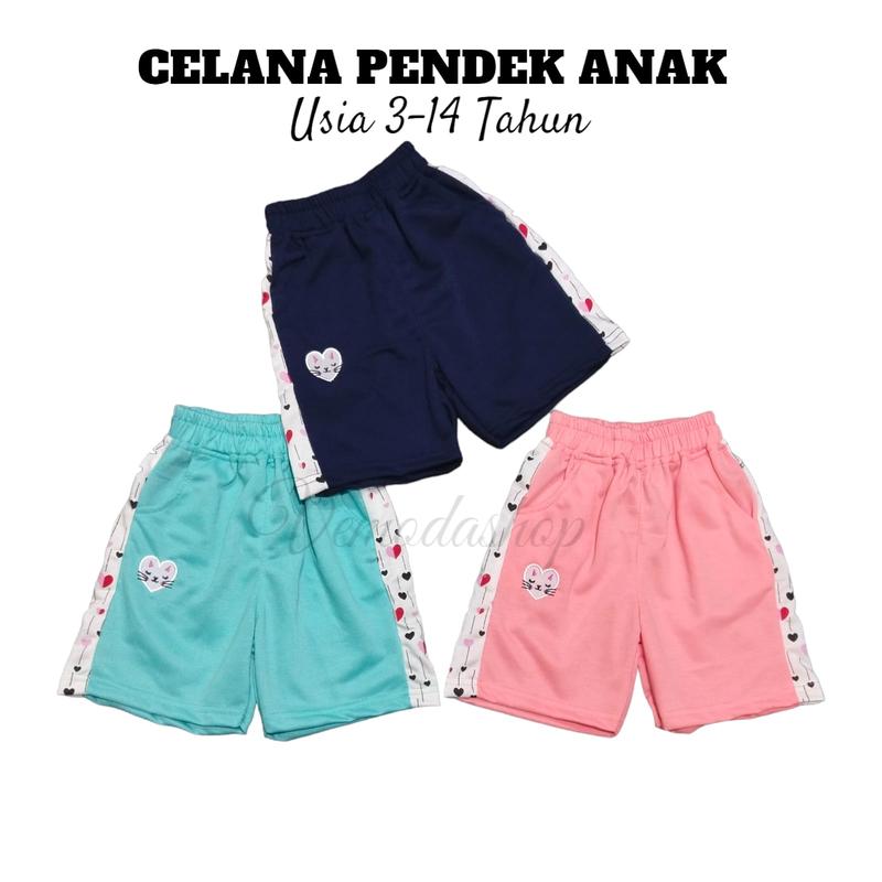 Product Introduction of VEMODASHOP - Celana Pendek Anak Perempuan Usia 3-14 Tahun Motif LOVE KOMBINASI Fashion 1