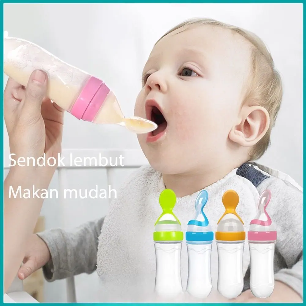 GS Botol Dot Silicone Sendok Makan Bayi Silikon Baby Spoon Dispenser B06