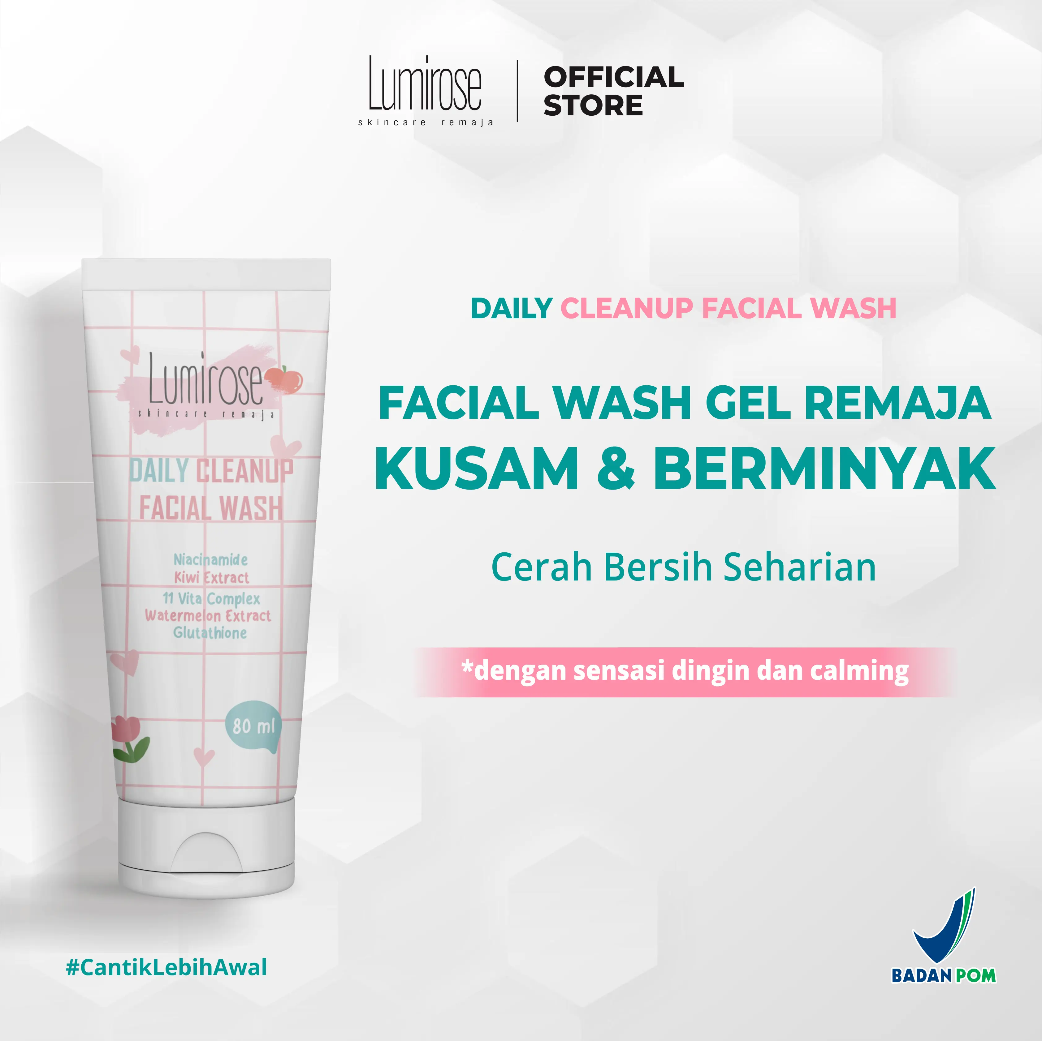 Facial Wash Mencerahkan [Lumirose] - Sabun Pembersih Muka Remaja with Niacinamide - Daily Cleanup Facial Wash