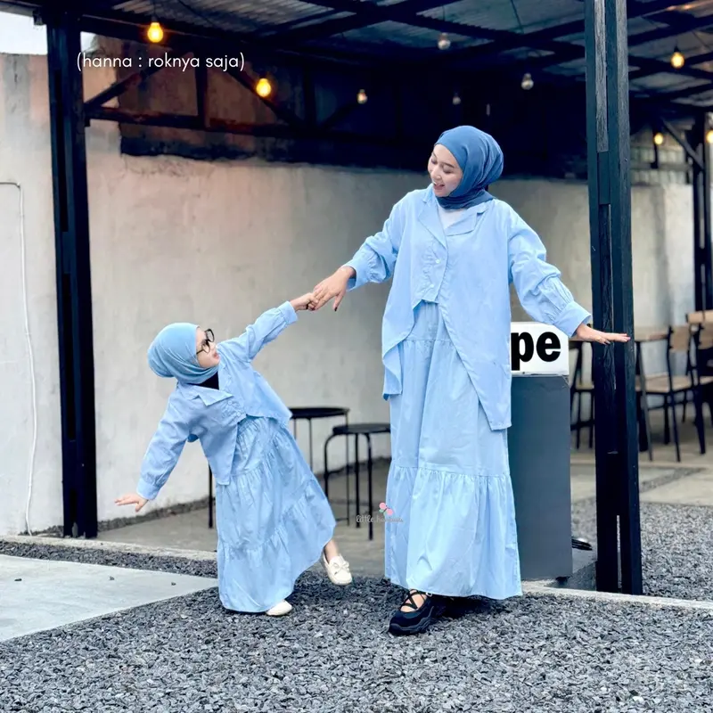 Hanna Skirt by little.hanaaa| Rok Flare Rempel Susun Katun Poplin Anak (1-10 Tahun) dan Dewasa Panjang Anak-Anak Mommy Remaja Perempuan 5