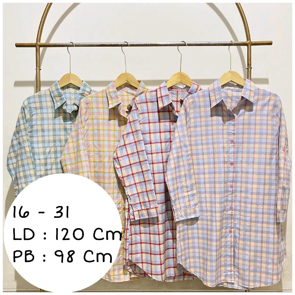 Tunik jumbo Ld 120 // Tunik motif kotak bahan Katun Lembut