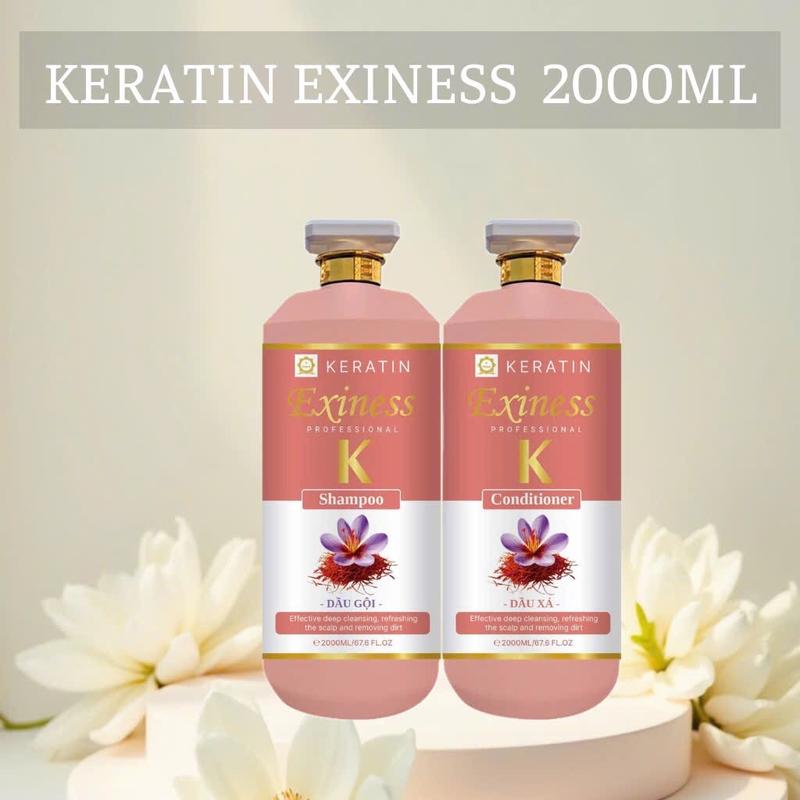  Dầu gội xả Keratin K Hồng EXINESS 2000ml chai Hương thơm nước hoa kiềm dầu dung tích lớn dầu gội đầu dành cho salon spa 2x2000ml dầu gội đầu nam nữ chăm sóc tóc Women 