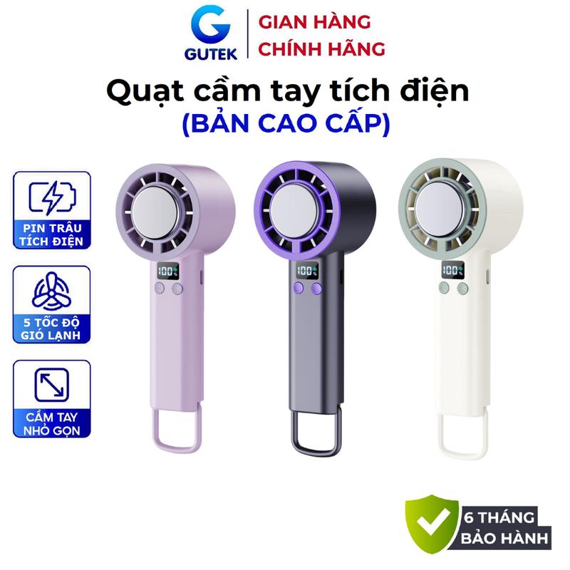 Quạt cầm tay mini tích điện có chân để bàn nhỏ gọn 5 tốc độ gió mát làm lạnh nhanh - Gutek ZR-C01