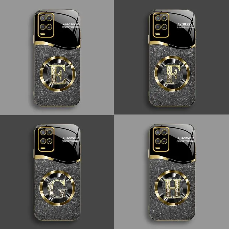 Cocok untuk [0PP0 A54] casing ponsel 26 huruf berlian sederhana kelas atas anti-sidik jari anti-jatuh casing ponsel silikon berlapis listrik 115 4