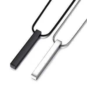 KALUNG TITANIUM BELUT BULAT LIONTIN BALOK ANTI KARAT DAN TIDAK PUDAR LAKI-LAKI DAN PEREMPUAN Pria Silver Stainless Aksesoris Elegan