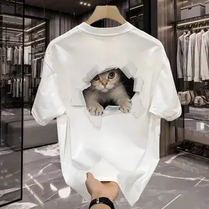 Retro Print Cotton T-shirt for Casual Summer Looks Comfortable Loose Fit Perfect for Matching Couples Street Style Soft Tee