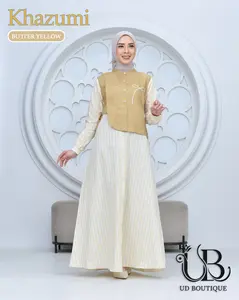 Gamis Khazumi Dress Wanita Dewasa Motif Salur Bahan Katun Motif Terbaru Dress  Adem Nyaman Mewah