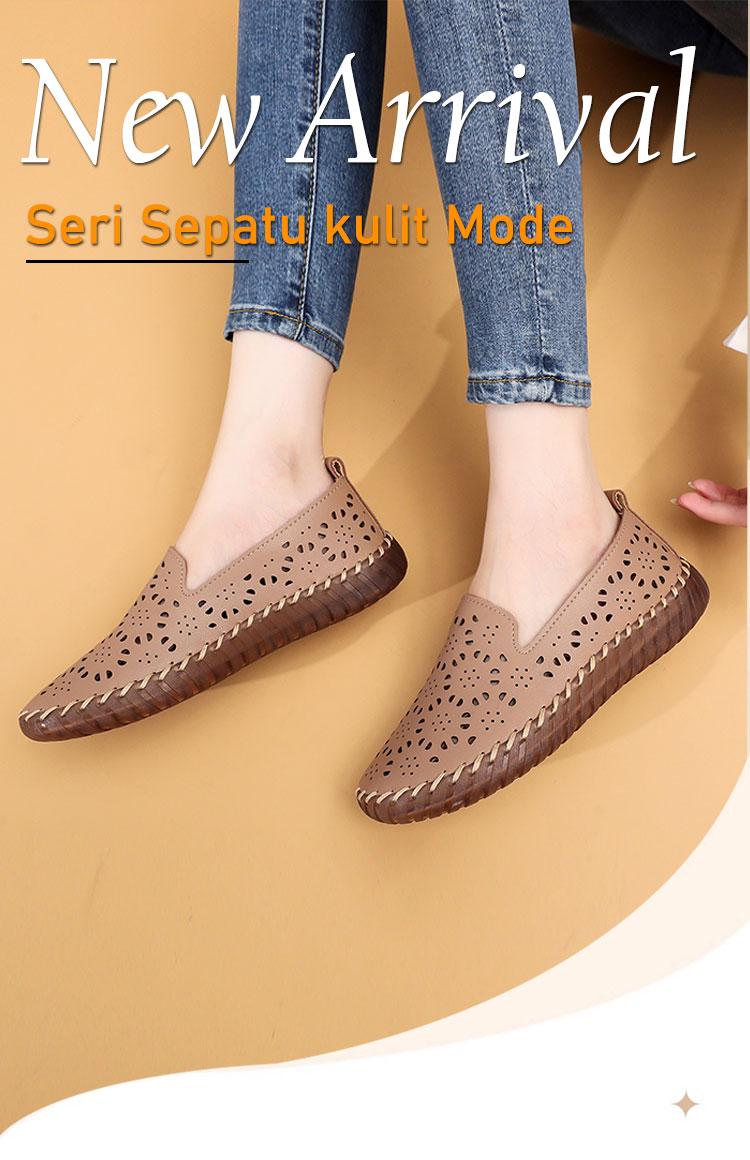 CXGK Sepatu Kasual Wanita Berlubang Stylish Nyaman Desain Modis Bahan Nyaman Versatil untuk Kantor Sekolah atau Acara Kasual
