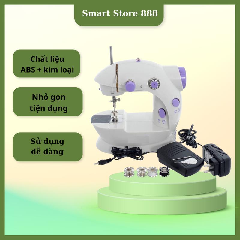 Máy may mini cầm tay có bàn đạp, máy may gia đình