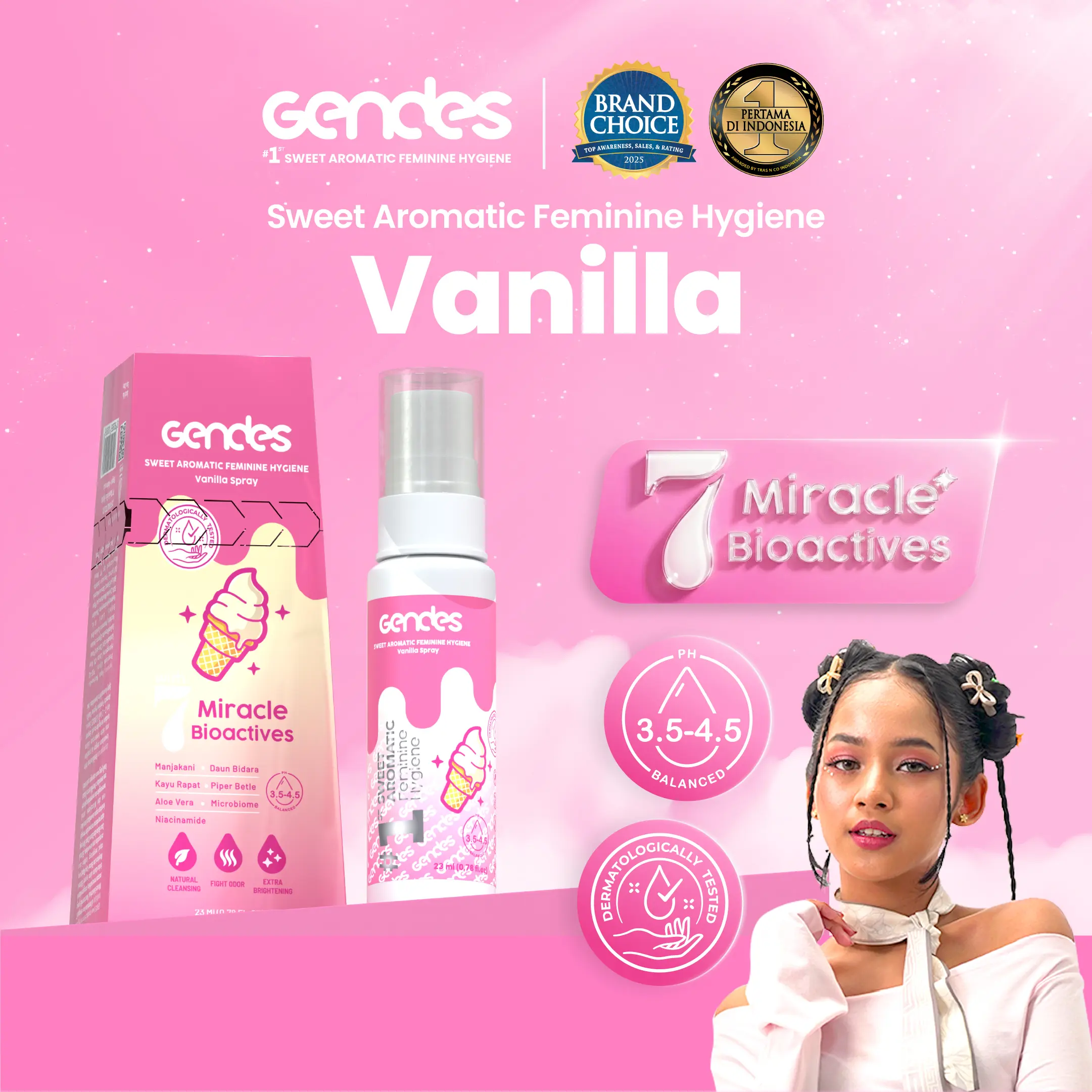 [ EKSLUSIF ] Gendes Sweet Aromatic Feminine Hygiene Spray With Vanilla 23ml | Perawatan Area Kewanitaan  | Membantu Mengurangi Keputihan | Membantu Mengurangi Gatal Pada Area Kewanitaan