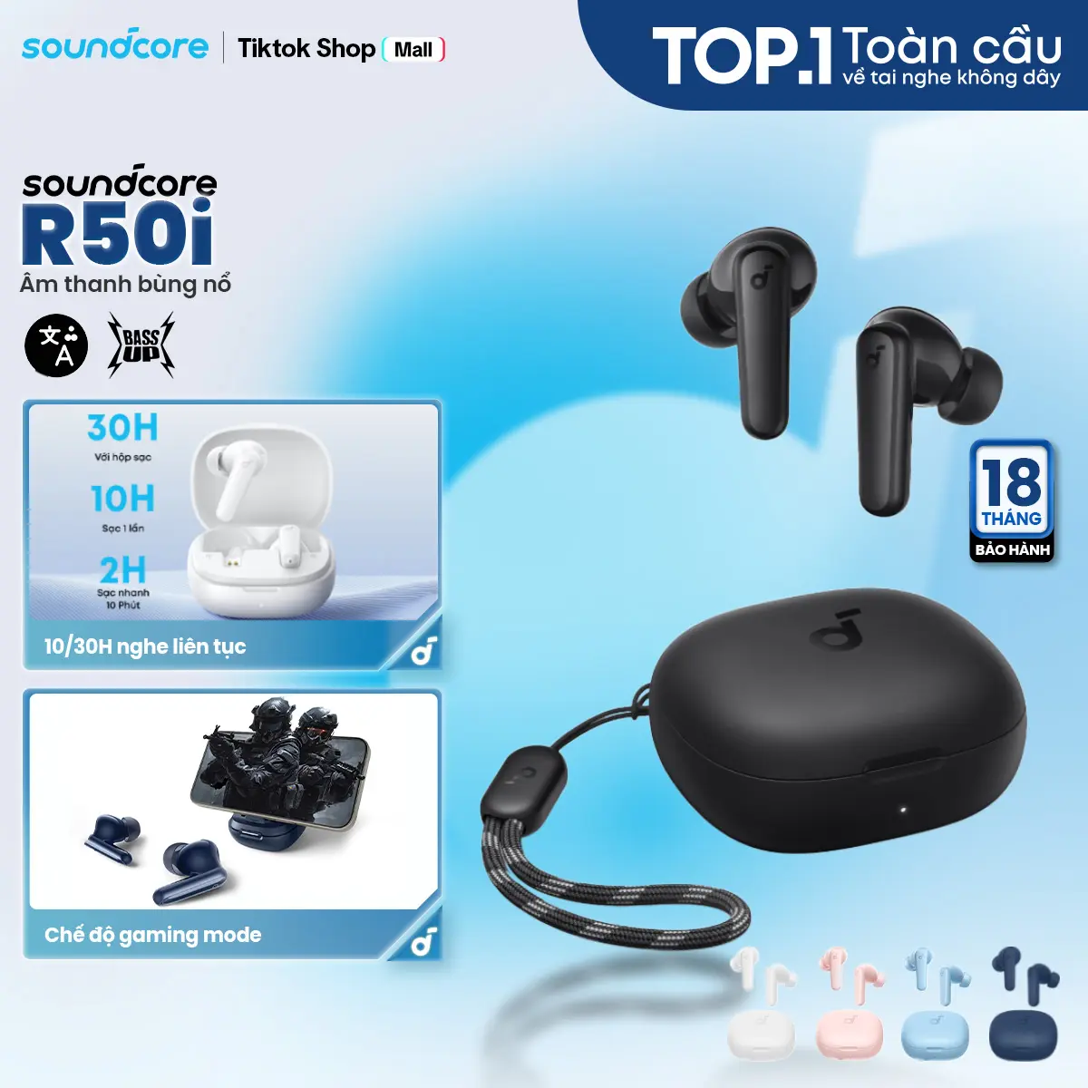 Tai nghe bluetooth Soundcore R50i (P20i) siêu nhỏ gọn | 30 giờ phát nhạc | Chống nước IPX5- Tai nghe không dây- Tai nghe bluetooth pin trâu-Bảo hành 18 tháng- Hàng chính hãng | BigBuy360 - bigbuy360.vn Tai nghe bluetooth Soundcore R50i (P20i) siêu nhỏ gọn | 30 giờ phát nhạc | Chống nước IPX5- Tai nghe không dây- Tai nghe bluetooth pin trâu-Bảo hành 18 tháng- Hàng chính hãng | BigBuy360 - bigbuy360.vn