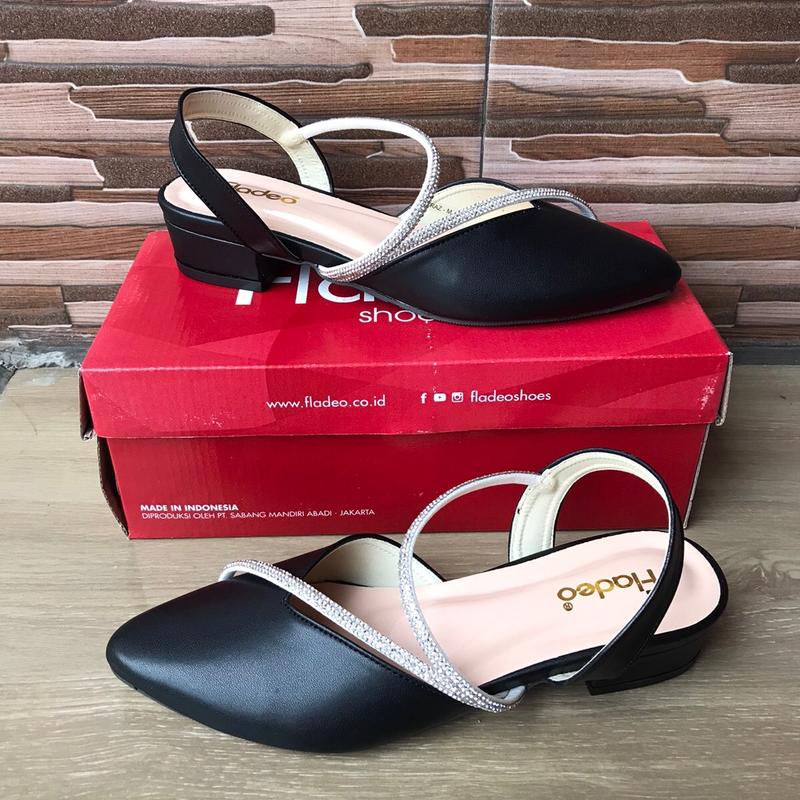 [NAIK SIZE] Sandal Heels Selop Wanita Fladeo 3cm LT Sandal Pesta Tali Mutiara 1