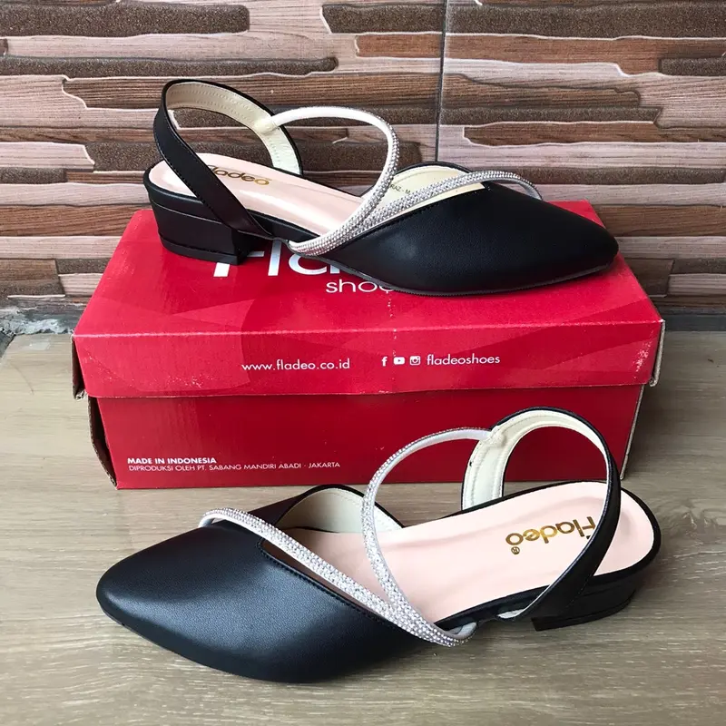 [NAIK SIZE] Sandal Heels Selop Wanita Fladeo 3cm LT Sandal Pesta Tali Mutiara 1