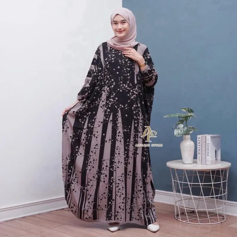 Kaftan Rayon Jumbo Motif Aruna Ginola Roma Belia Naomi Ld 180 cm Muslim Panjang Wanita Nyaman Gamis 4