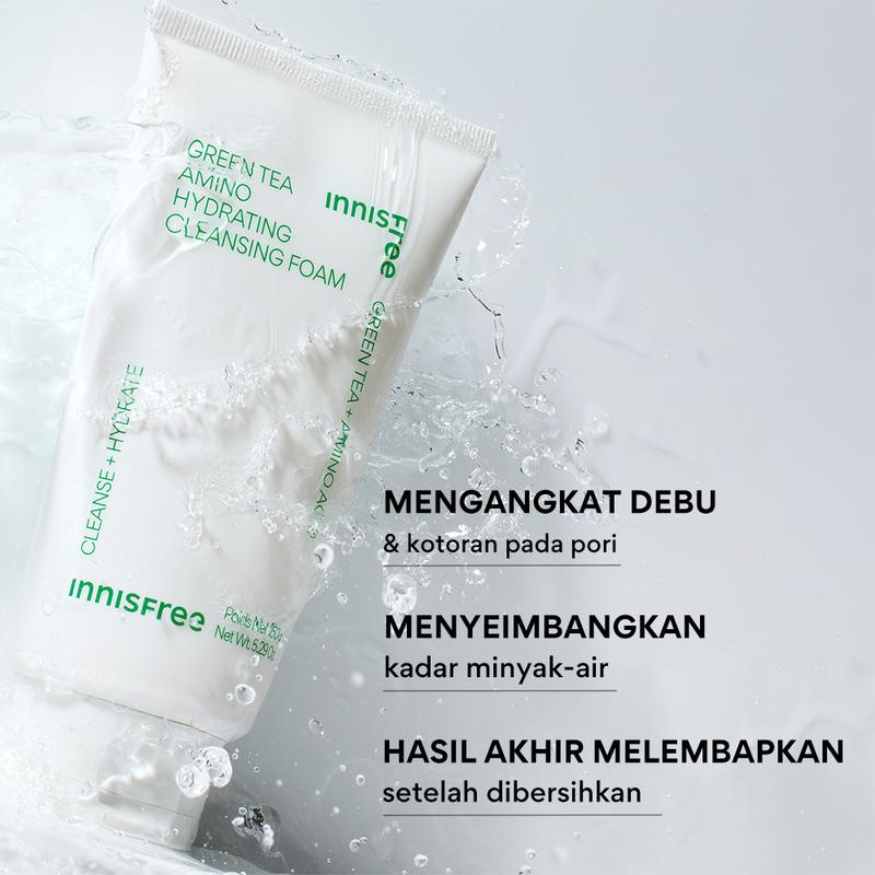 Innisfree Green Tea Amino Hydrating  Cleansing Foam 150g / Sabun Pembersih Wajah untuk Kulit Kering 1