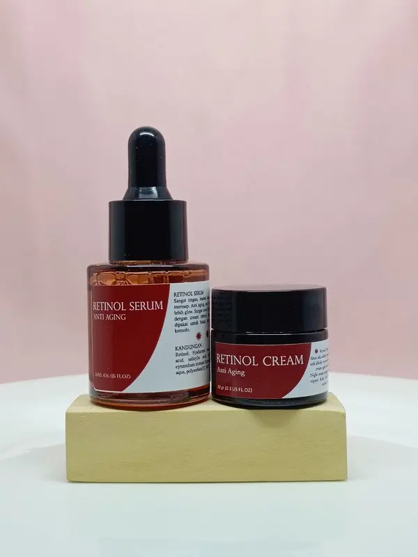 PAKET RETINOL NIGHT SERUM & CREAM Untuk Mengatasi Flek Hitam dan Mencegah Penuaan Plus Anti Aging Memutihkan, Memudarkan, Mencerahkan Wajah 3