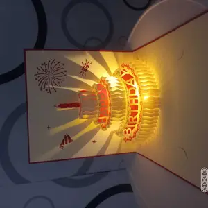 Kartu Ucapan Ulang Tahun 3D Fantasi dengan Pop-up, Cahaya Berkedip, dan Musik Menyentuh