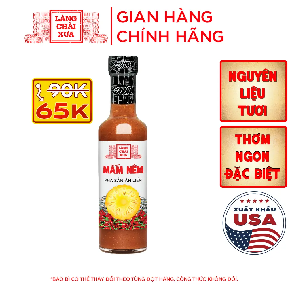 Mắm Nêm Pha Sẵn Cao Cấp Làng Chài Xưa, Nguyên Liệu Tươi, Thơm Ngon Đặc Biệt, Chai Thủy Tinh 300G - Tet