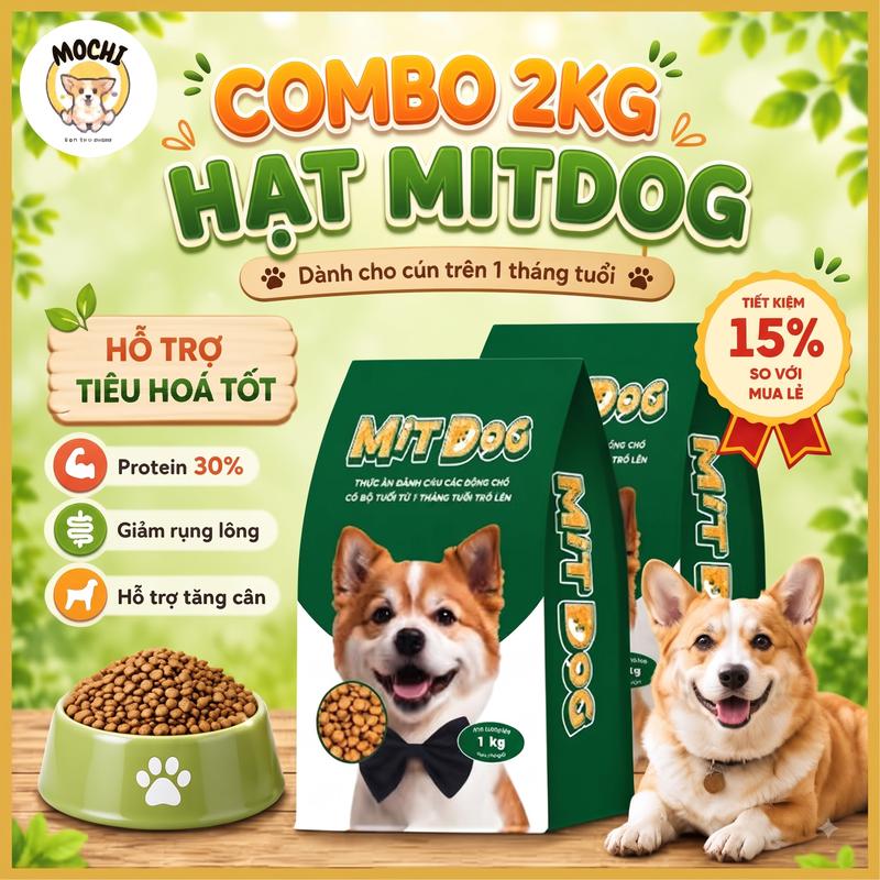 COMBO 2KG hạt cho chó MITDOG vị thịt bò hỗ trợ cung cấp đủ chất, protein,…