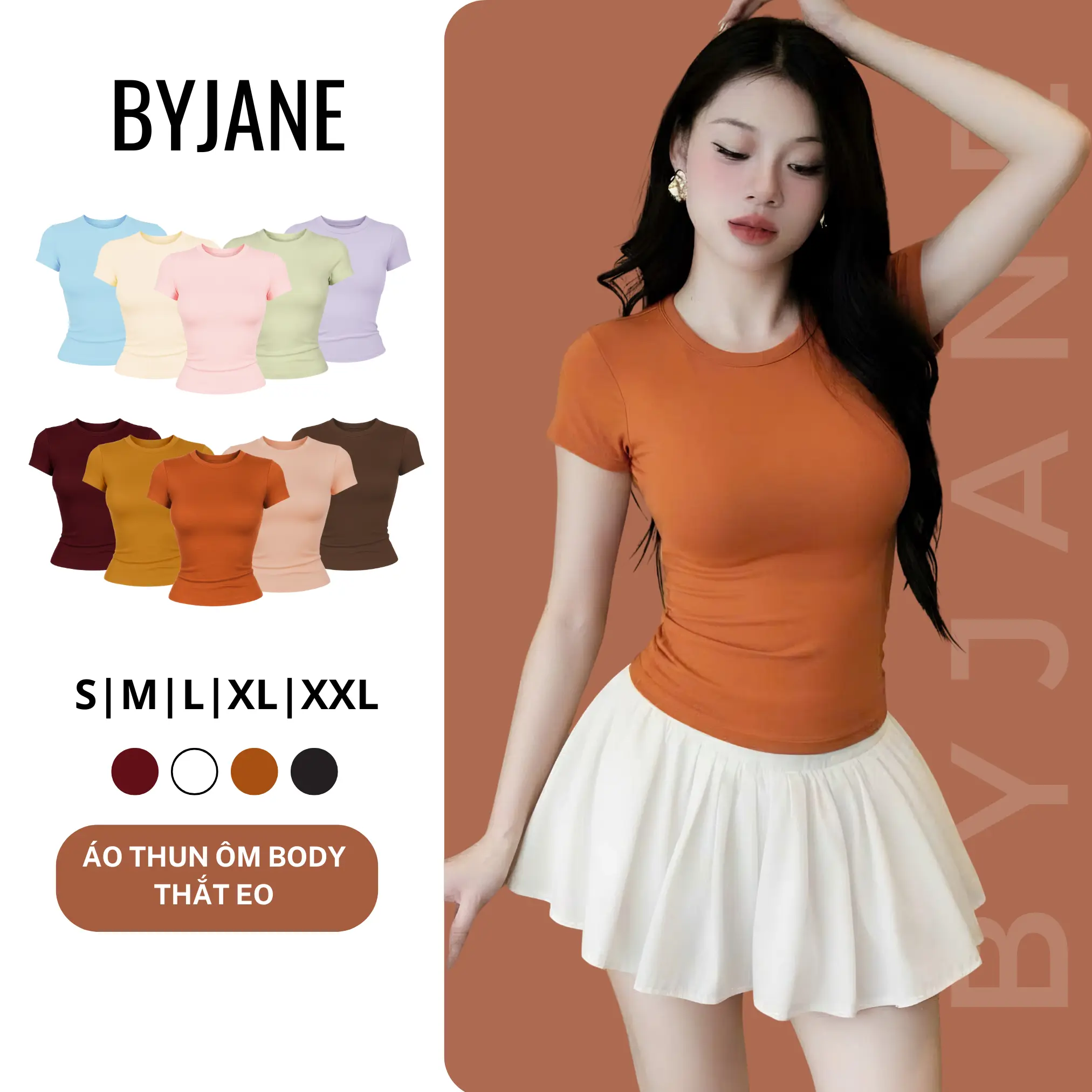 [ MÀU MỚI ] Áo Thắt Eo Ôm BYJANE cotton Trơn Women S M L XL XXL - 315