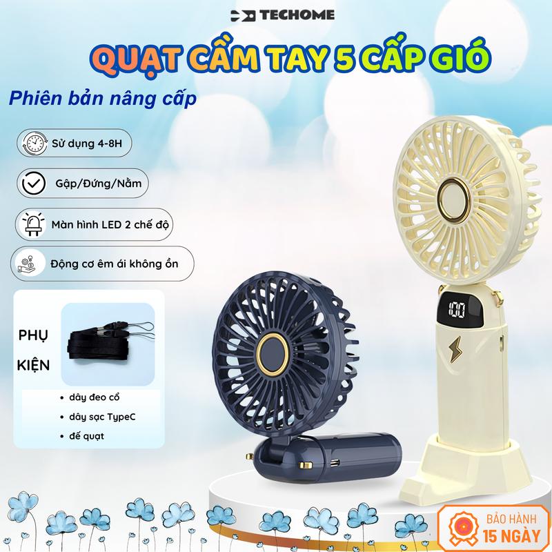 [PHIÊN BẢN MỚI] QUẠT CẦM TAY 3 TRONG 1 MÀN HÌNH LED PIN 3000mAh tặng kèm dây đeo cổ, đế kê điện thoại và dây sạc, sử dụng tiện lợi và bền bỉ