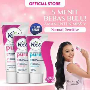 Veet Pure Formula Aloe Vera Extract (1 pcs) - Krim Penghilang Bulu Ketiak, Kaki dan Tangan Lembabkan Kulit Anti Iritasi Krim Perontok Bulu Efektif Hilangkan Bulu