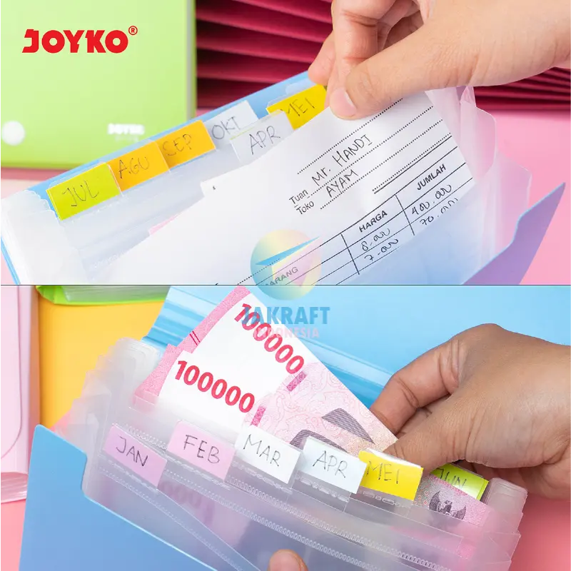 (1 Pcs) Map Harmonika A6 Dompet Plastik Expanding File JOYKO EF-1218 Giro Cek Bill Kwitansi Nota 2