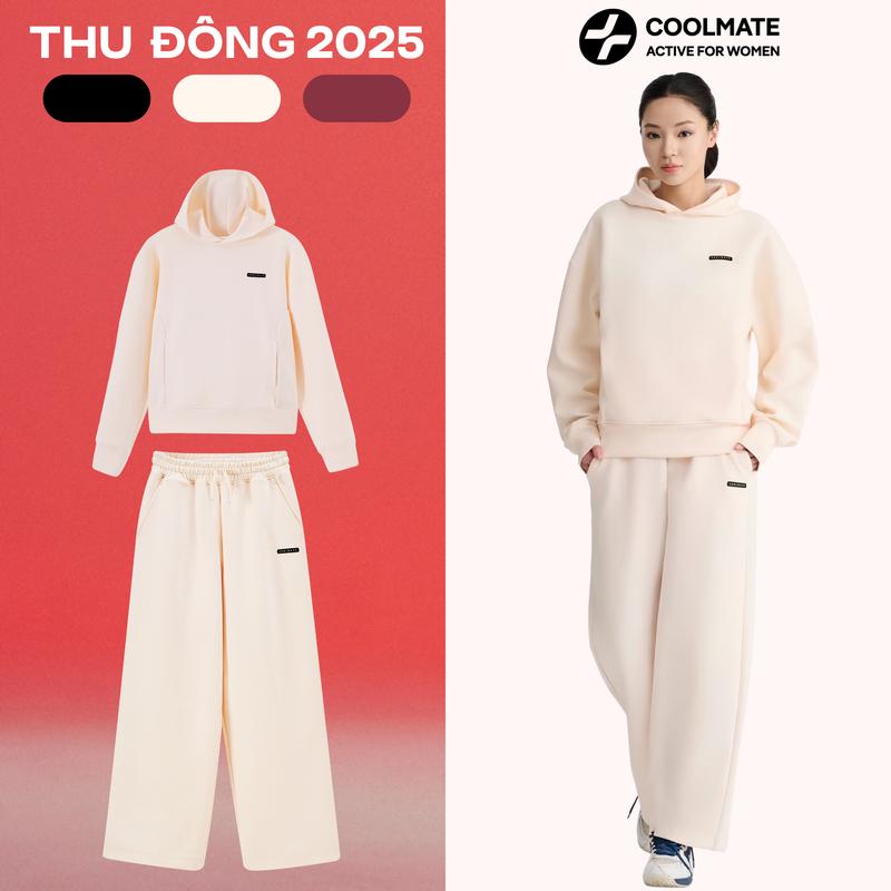  Set đồ bộ thu đông thể thao nữ Áo Hoodie Oversized & Quần nỉ Studio giữ ấm mềm mại co giãn - Coolmate For Women 