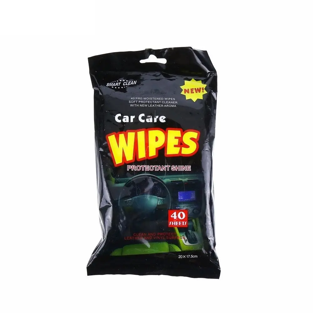 Car Care Wipes Protectant Shine Wet Tissue (Protects Leather Plastic Vinyl Surface) (40 Sheets)