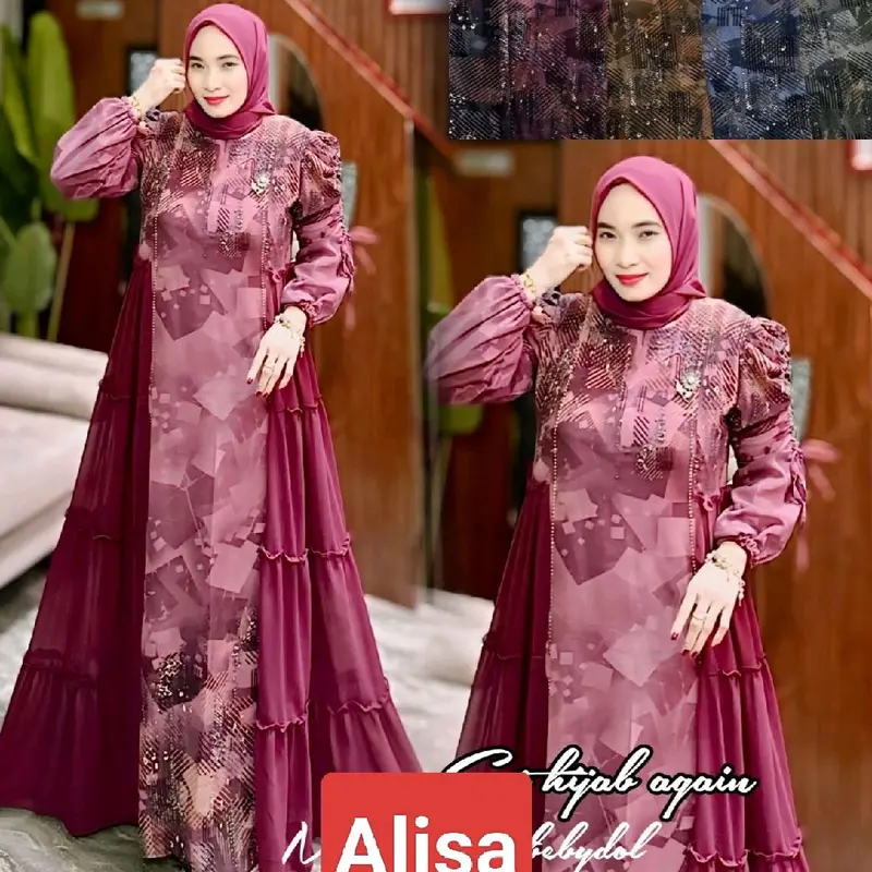 Safika gamis ceruty set hijab by Rizam 6