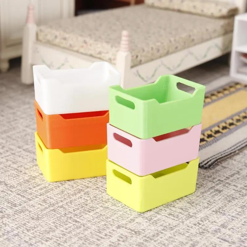 Quy mô 1/12 thu nhỏ Stackable Thùng nhựa các loại phong cách cho Dollhouse…