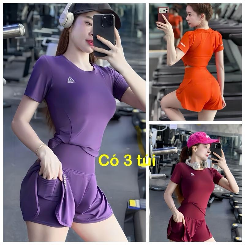 Bộ đùi 2 lớp thể thao nữ tập gym yoga, aerobic chạy bộ có túi khóa sau lưng Sport