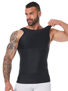 Camiseta sin mangas de compresión lisa para hombre (1 unidad), top moldeador sin costuras de alta elasticidad, faja reductora para hombre, ropa moldeadora cómoda e informal para hombre para todas las temporadas