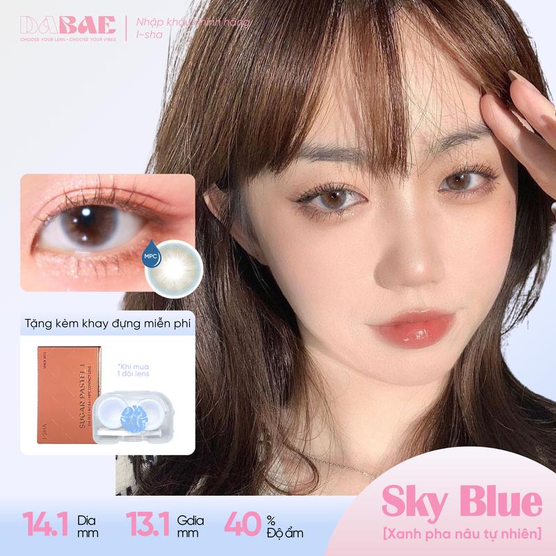 Kính áp tròng DABAE lens cận màu xanh dương trong veo 6 tháng DIA 14.2mm dưỡng ẩm có độ cận 0-8 SKY BLUE