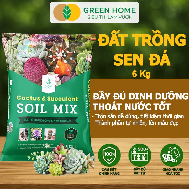 Đất Trồng Sen Đá Greenhome, Soil Mix, Bao 6kg, Trộn Sẵn, 85% Đá Khoáng, Phát Rễ Nhanh, Lên Màu Nhanh, Thoát Nước Tốt