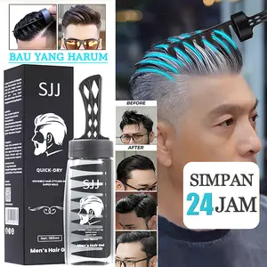 SJJ 2in1 Minyak Rambut Garansi Asli dengan Gel dan Wax untuk Pria Mousse Pomade Haircare & Styling Wangi Mens Sisir Strong Hold Meluruskan hair wax Quick Dry 180ml Perawatan