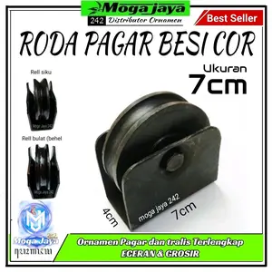 roda bubut besi cor 7cm roda pintu pagar pintu gerbang 1pcs