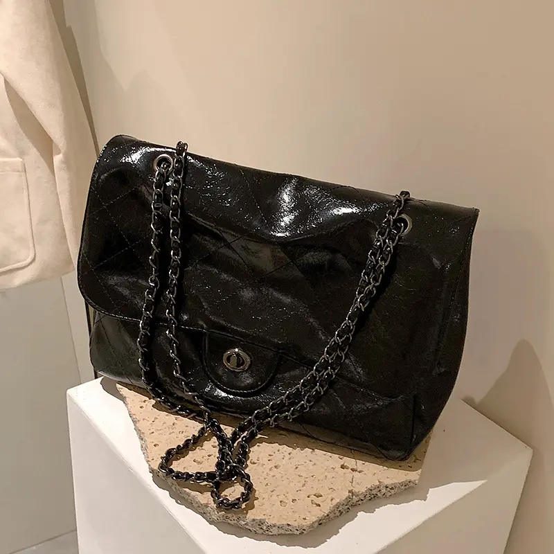 Túi Kẹp Nách Một Vai, Nữ, Dung Lượng Lớn, Phong Cách Cổ Điển Dây Xích Kim Cương Bag Kem 0