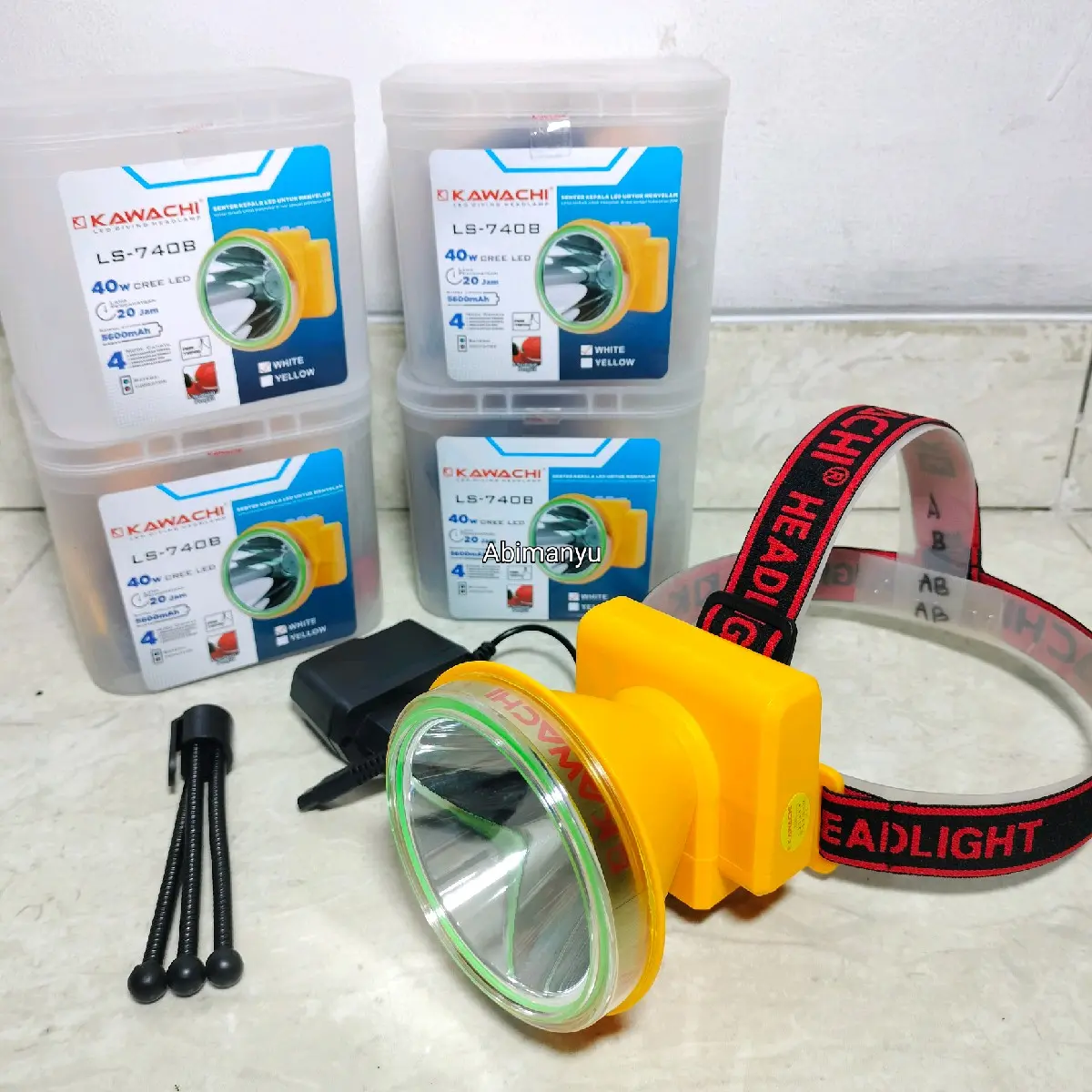 senter kepala selam kawachi 40 Watt super terang ly 740 cahaya putih dan kuning