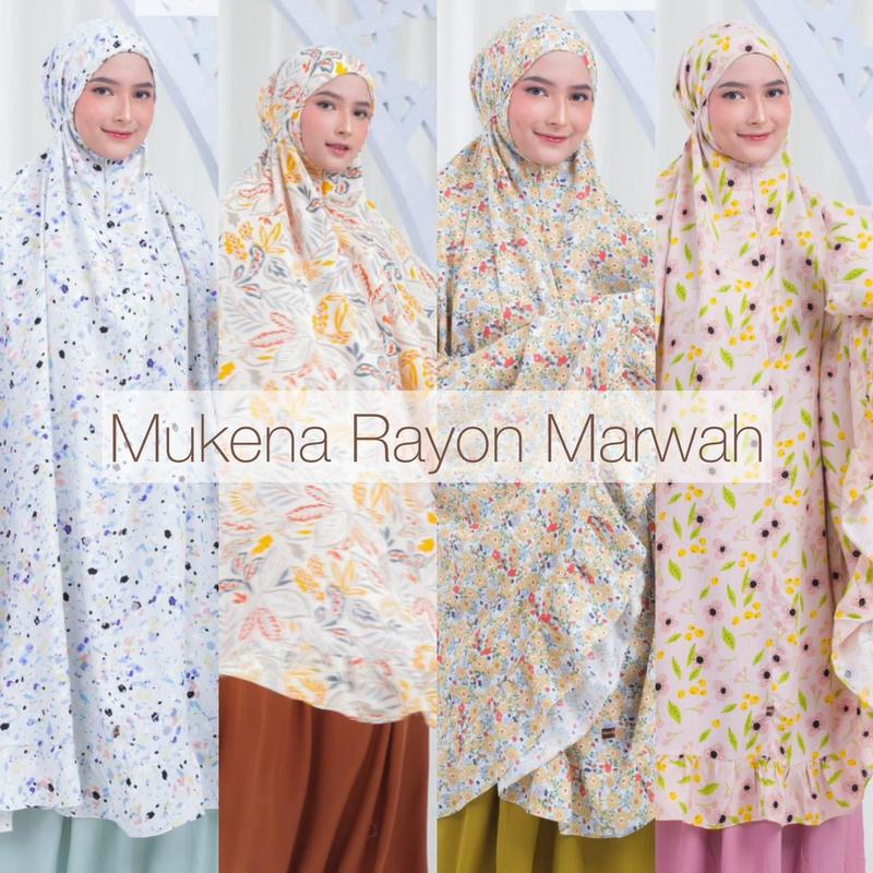 Mukena Rayon Premium Model 2in1 Ramadhan 2025 Bunga Katun Motif Dewasa Traveling Muslimah - Sajadah & Pouch Cantik - Panjang, Bawahan, Atasan 5