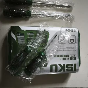 ISKU Set Alat Perbaikan Mobil 53 Pcs dengan Kunci Sok dan Ratchet 24 Gigi dan 72 Gigi Material Baja Vanadium Krom Berkualitas Tinggi Ideal untuk Area Sempit