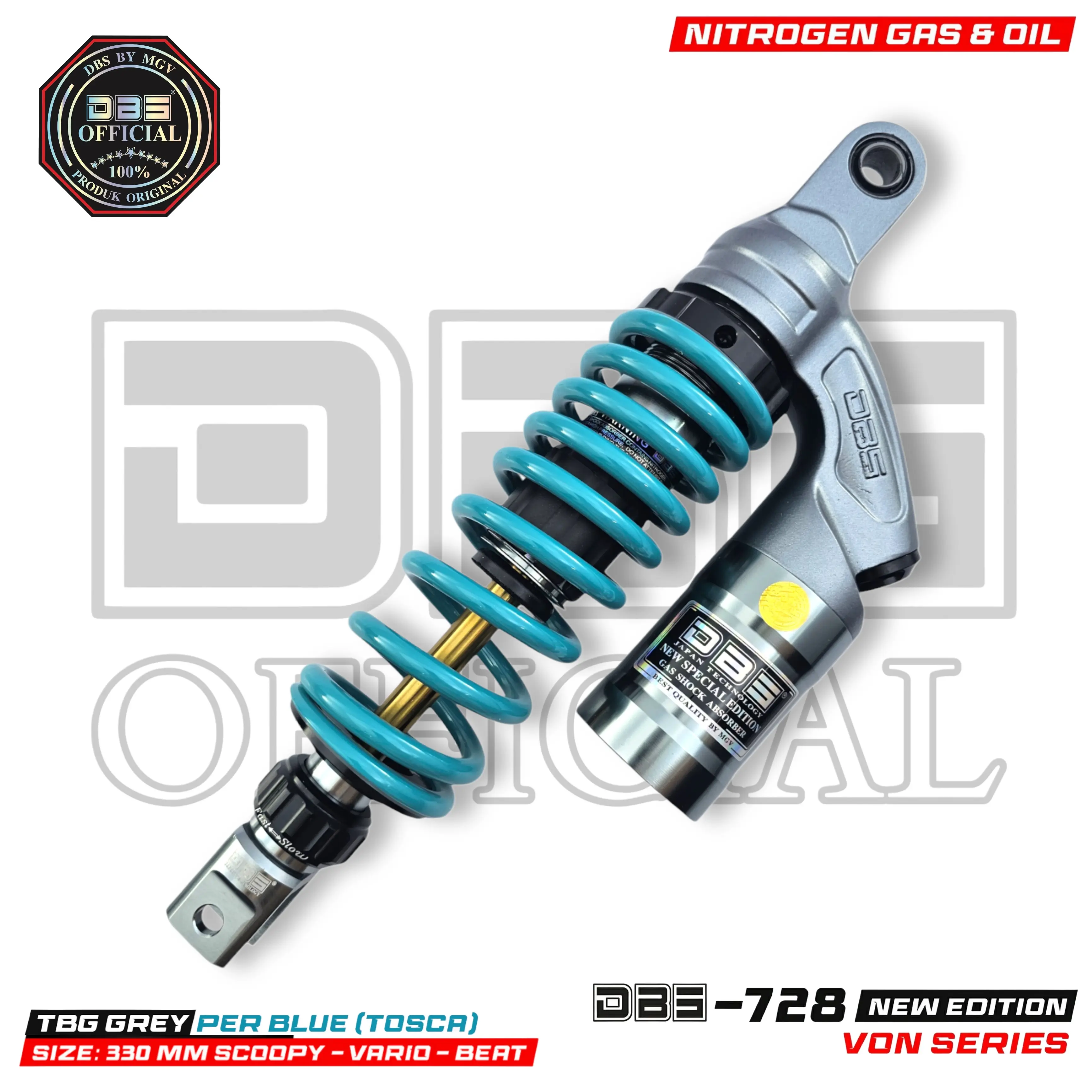 DBS 728 Von Series Shock Belakang Mio Beat Scoopy Genio Fazzio VarioFi Vario125/150 Xeon MioM3 Soul Gt