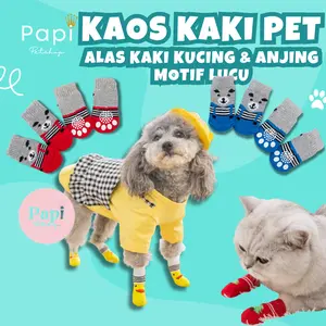 4pcs Kaos Kaki Kucing Lucu Kaos Kaki Anjing Poodle Paw Protectors 4 Pcs Alas Kaos Kaki Isi 4 Motif Unik Lucu For Pet