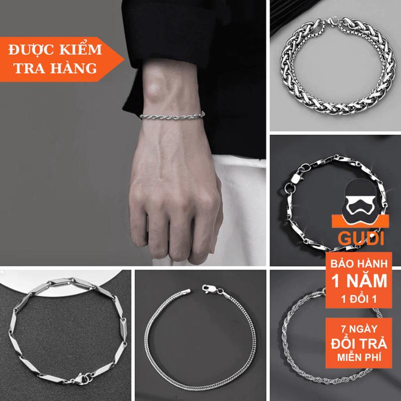  Vòng Tay Nam Nữ Unisex - Lắc Tay Trơn Màu Bạc Mạ Titan Chống Gỉ Basic Thời Trang Hiphop - Vòng Tay Nam Đẹp Phụ Kiện Thời Trang GUDI 